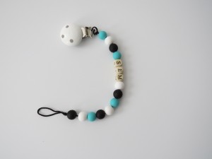 Speenketting met naam turquoise